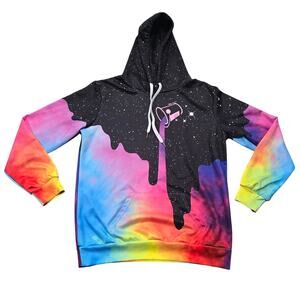 Retro Multicolor Spilled Paint Graphic Print Hoodie Long Sleeve Sweater Shirt